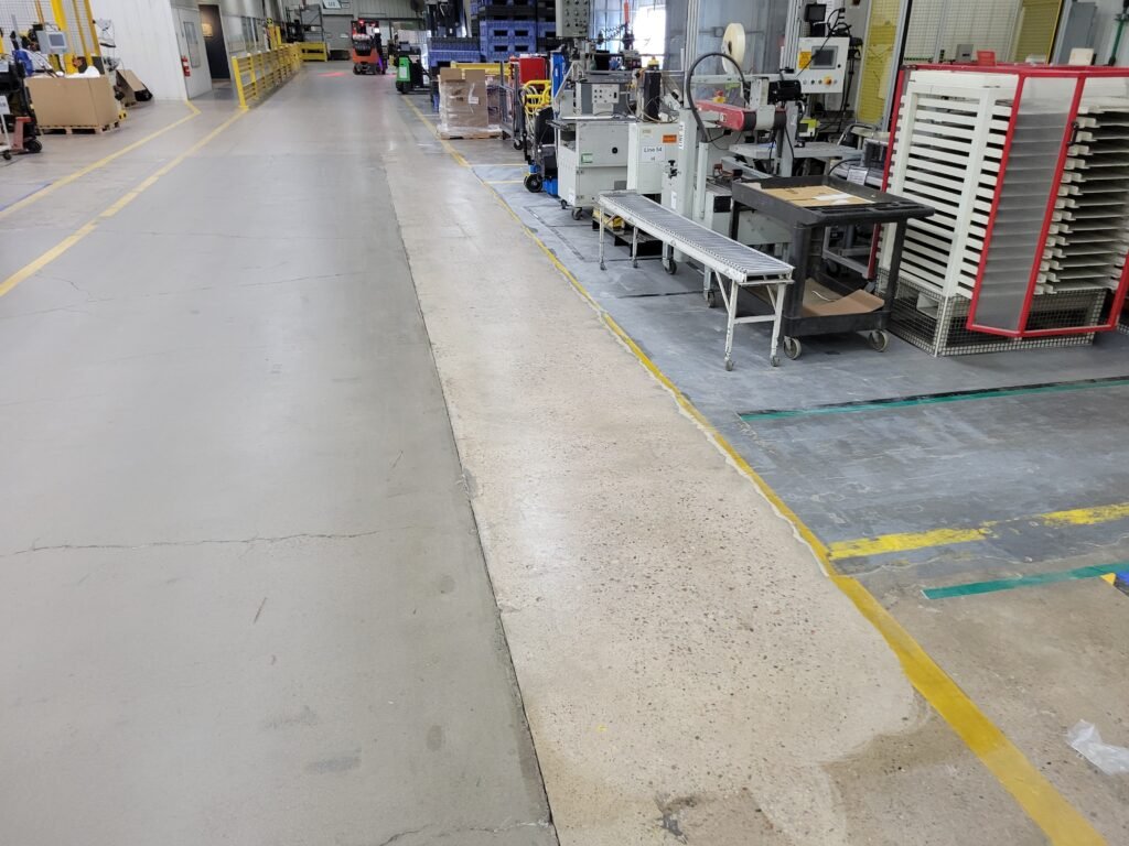 After the removal of the old concrete coating, the smooth and finished polished concrete was left.