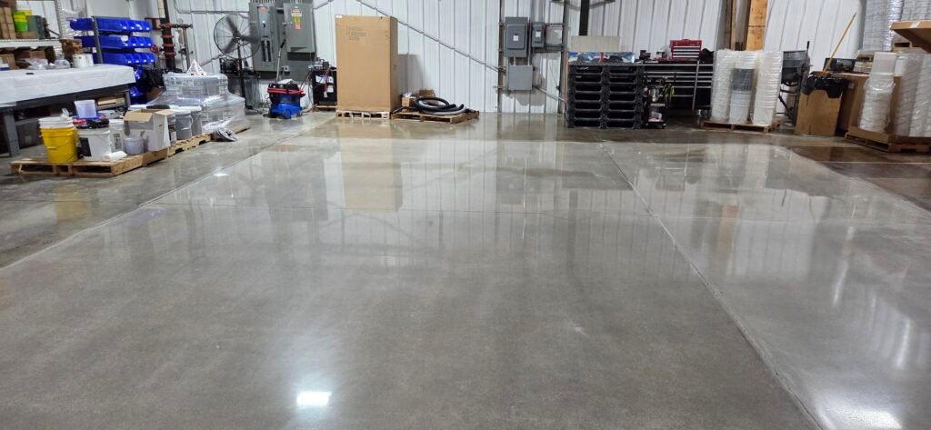 This is a test floor polished by WISE to test out a new guard and densifier made by Peldex.