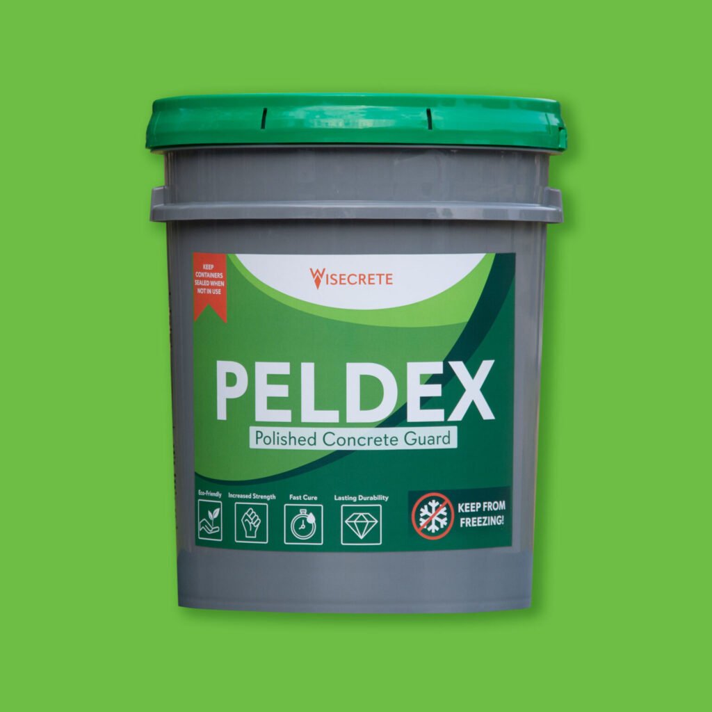 A polished concrete guard from Peldex that is used as part of the concrete polishing process to increase durability, longevity, and overall shine of the floor.